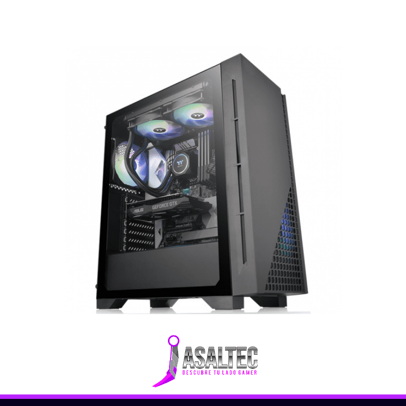 Diseño sin título (42) Gabinete H330 TG/Black/Win/SPCC/Tempered Glass - Imagen 1
