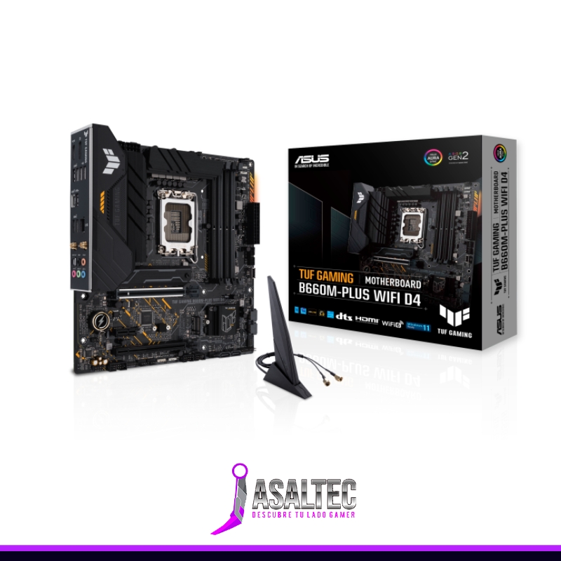 Diseño sin título (51) Placa Madre Asus TUF Gaming B660M-PLUS WIFI D4, Socket LGA1700, DDR4 2133/5333MHz, M.2 x2, MicroATX - Imagen 1