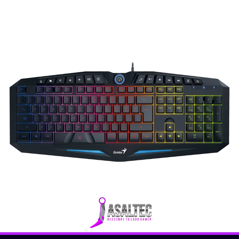 anibal creando (18) Teclado Gamer Genius Gaming K9 Negro USB 7 colores, 14 teclas multimedia y de acceso directo - Imagen 1