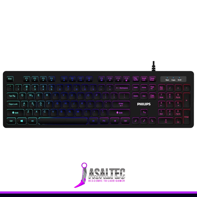 anibal creando - 2023-06-20T174003.728 Teclado Gamer Philips SPK8264, Iluminación RGB, Negro - Imagen 1