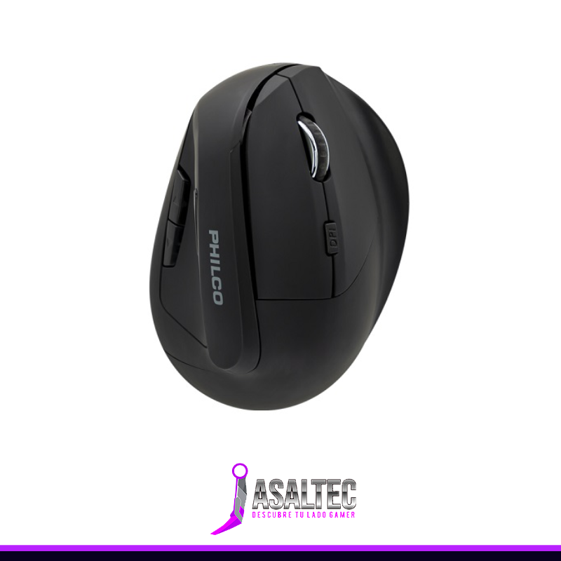 1 Mouse Inalámbrico Philco Pro Vertical, 6 Botones, 1600 DPI, Negro - Imagen 1