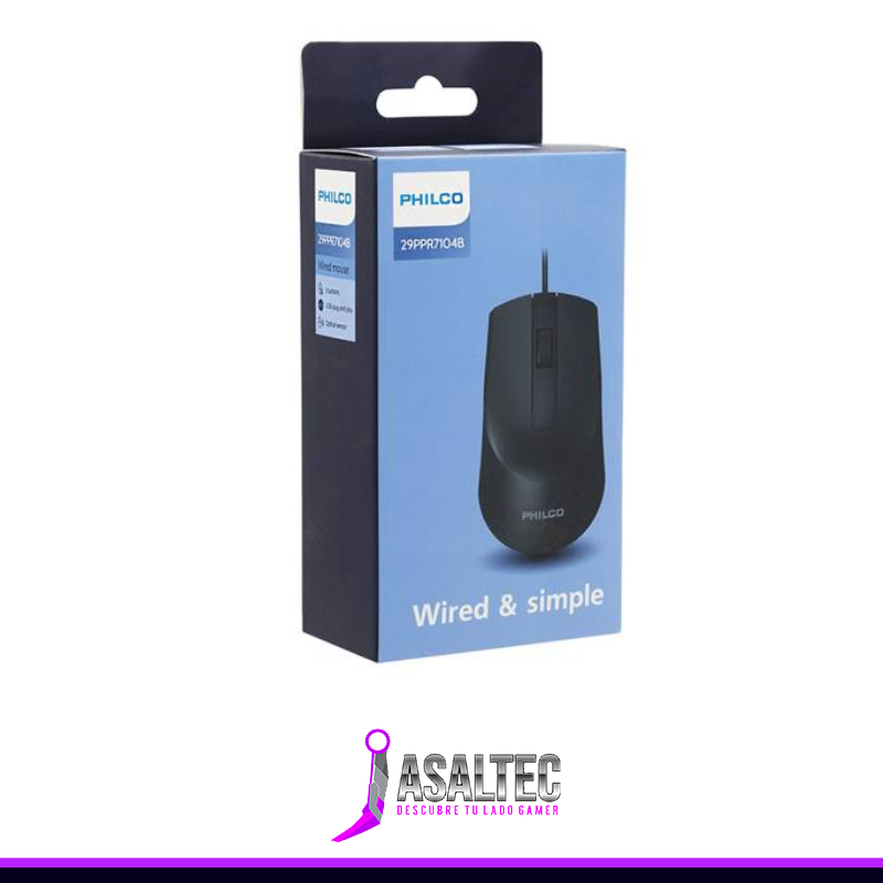 Mouse Philco , Conexión USB, 3 Botones, 1000DPI, Negro - Imagen 2