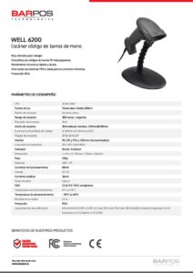 Lector Laser Barpos Well 6200 1D USB con Pedestal - Imagen 2