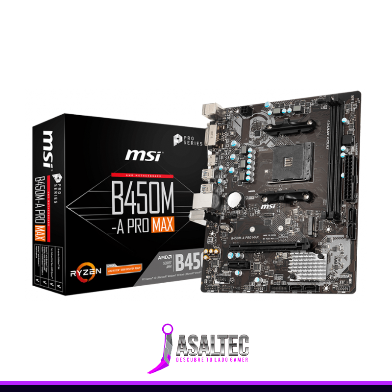 anibal creando (72) Placa Madre MSI B450M-A PRO MAX AM4, DDR4 2667/4133MHz, M.2, MicroATX - Imagen 1