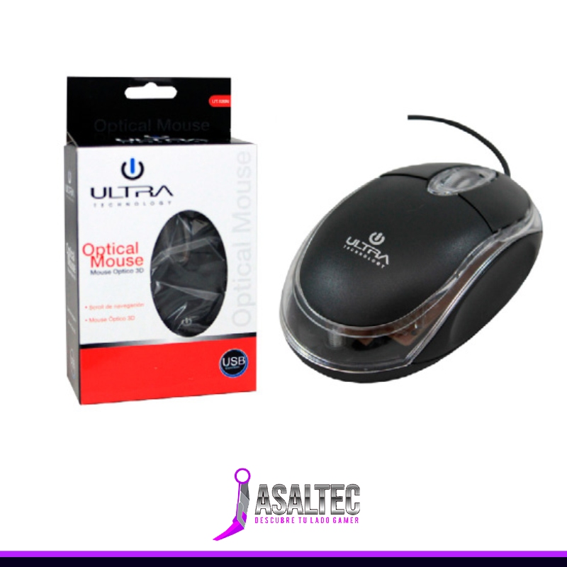 pia creando (49) Mouse Óptico ULTRA, Wired, Black - Imagen 1