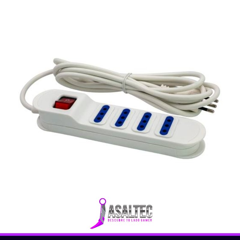 Extensión Múltiple Philco XT53, 4 Entradas, Cable 3 Metros, Switch On/Off, Blanco - Imagen 1