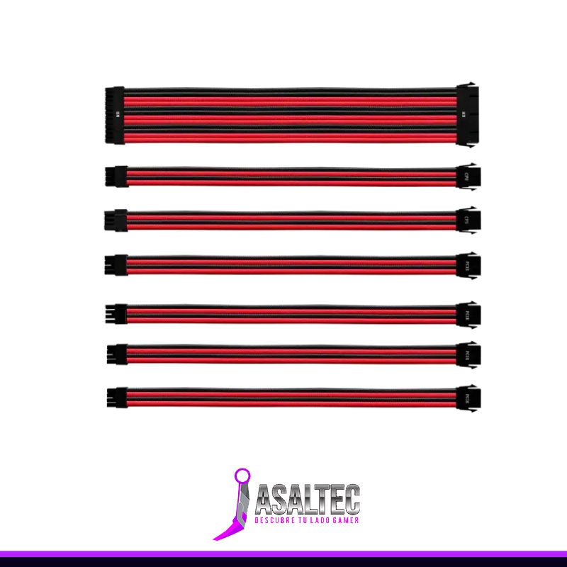 Pato creando - 2023-10-23T180014.561 KIT CABLES EXTENSION COOLER MASTER RED/BLACK- CONECTOR UNIVERSAL - Imagen 1