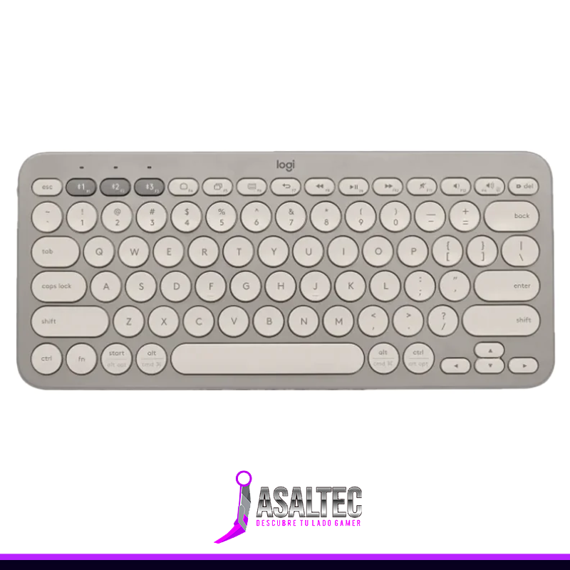 Diseño sin título - 2023-11-03T180359.128 Teclado Logitech K380, Inalámbrico, Bluetooth, Arena, Distribución Español - Imagen 1