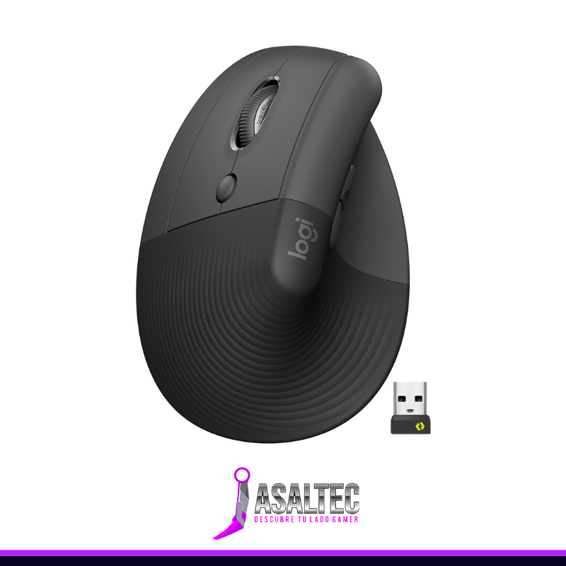 Diseño sin título - 2023-11-03T191301.098 Mouse Ergonómico Logitech Lift, 6 Botones, 4000DPI, Bluetooth, Zurdo, Graphite/Black - Imagen 1